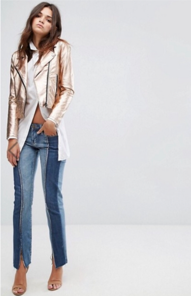 Rose gold moto outlet jacket