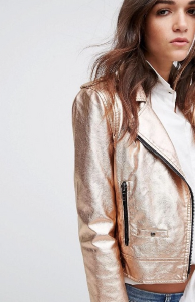 Rose gold clearance biker jacket