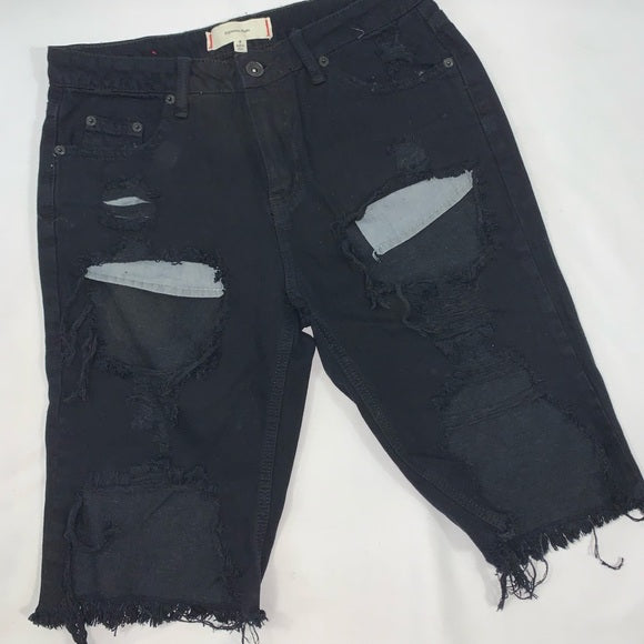 Black distressed bermuda shorts sales womens