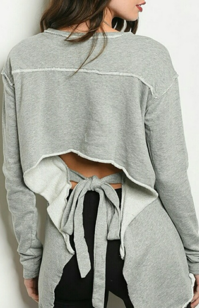 Grey Backless Sweatshirt